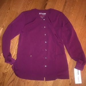 Greys Anatomy Wine Snap Warm up Scrub Jacket